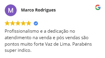Marco Rodrigues - Profissionalismo e a dedicação no atendimento na venda e pós vendas são pontos muito forte Vaz de Lima. Parabéns super indico.