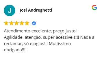 Josi Andreghetti - Atendimento excelente, preço justo! Agilidade, atenção, super acessíveis!!! Nada a reclamar, só elogios!!! Muitíssimo obrigada!!!!